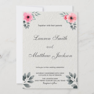 Rosa Florals Hochzeitseinladungen Einladung
