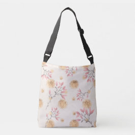 Rosa Florals in Gold-Spattern eingeprägt Print Tragetaschen Mit Langen Trägern