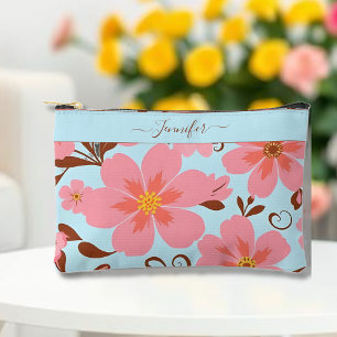 Rosa Florals - Pastel Vibes-Retro-Blume Zubehörtasche