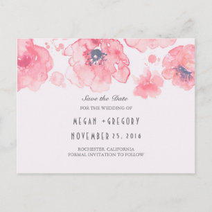 Rosa, florfarbenes Wasser Save the Date elegant Ankündigungspostkarte