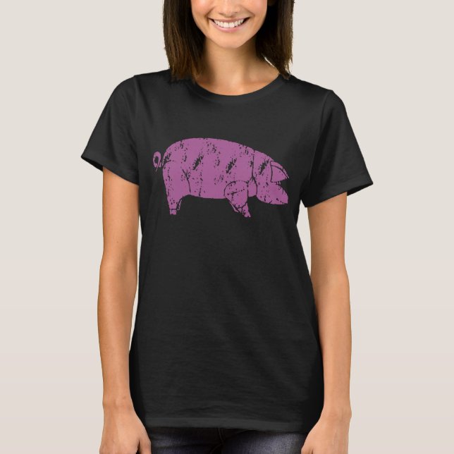 Rosa Floyd-Tier-Schwein-NEUES OFFIZIELLES Schwein T-Shirt (Vorderseite)