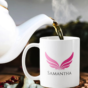 Rosa Flügel Cute Girly Luftfahrt Frauen Einfach Kaffeetasse