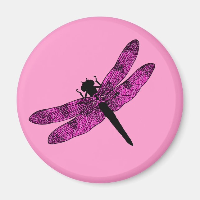 Rosa Flügel Libelle Magnet (Vorne)