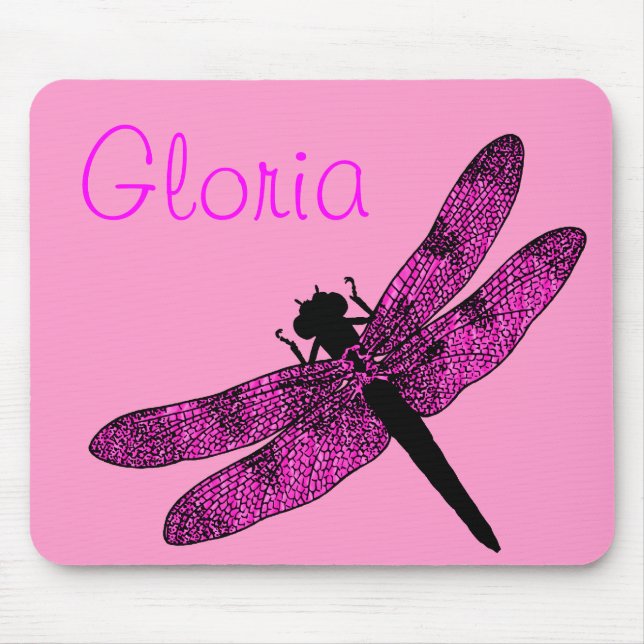 Rosa Flügel Libelle Mousepad (Vorne)