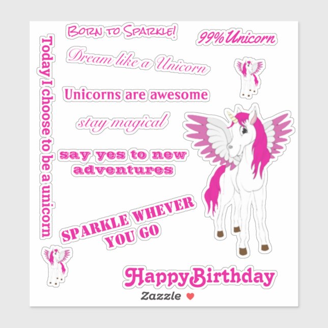 Rosa Flügeldrachen Aufkleber (Blatt)