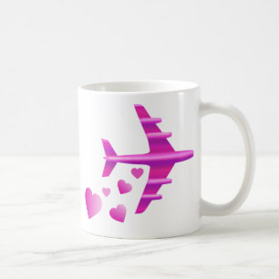Rosa Flugzeug-Valentinsgruß Kaffeetasse