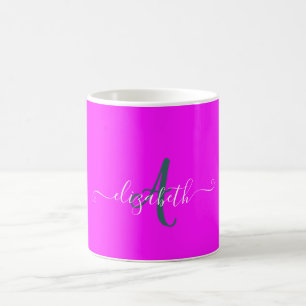Rosa fluoreszierendes Monogramm Kaffeetasse