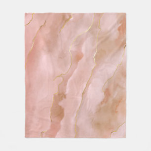 Rosa Flüssig-Marmor-Gold-Textur Fleecedecke