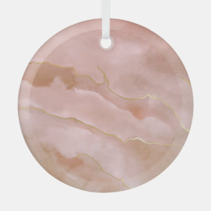 Rosa Flüssig-Marmor-Gold-Textur Ornament Aus Glas