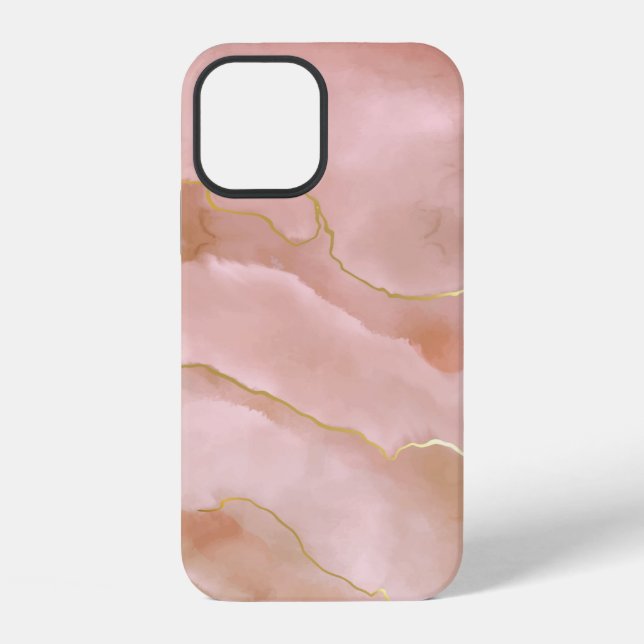 Rosa Flüssig-Marmor-Textur iPhone Hülle (Rückseite)