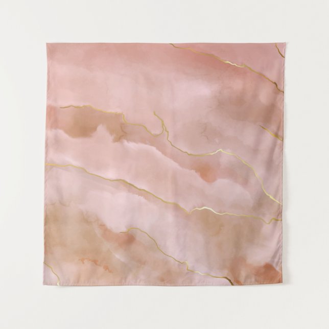 Rosa Flüssig-Marmor-Textur Wandteppich (Vorderseite)