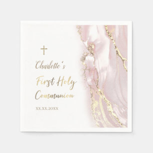 Rosa flüssige Marmor Erste Kommune Serviette