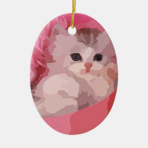 Rosa Flusskätzchen Keramikornament