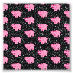 Rosa Flusspferde Niedliche Hippopotamus Lächelnde  Fotodruck