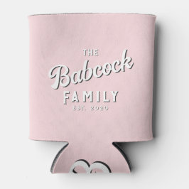 Rosa Flüstern Retro-Familienname & Jahr Dosenkühler