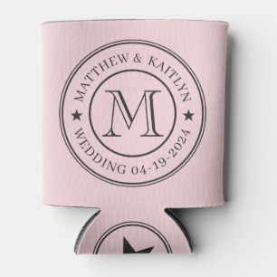 Rosa Flüstern und schwarzer Hochzeitsmonogramm-Ste Dosenkühler