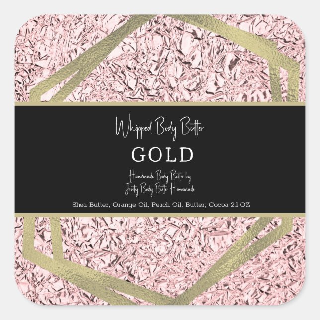Rosa Foil Gold Bath Branding Quadratischer Aufkleber (Vorderseite)