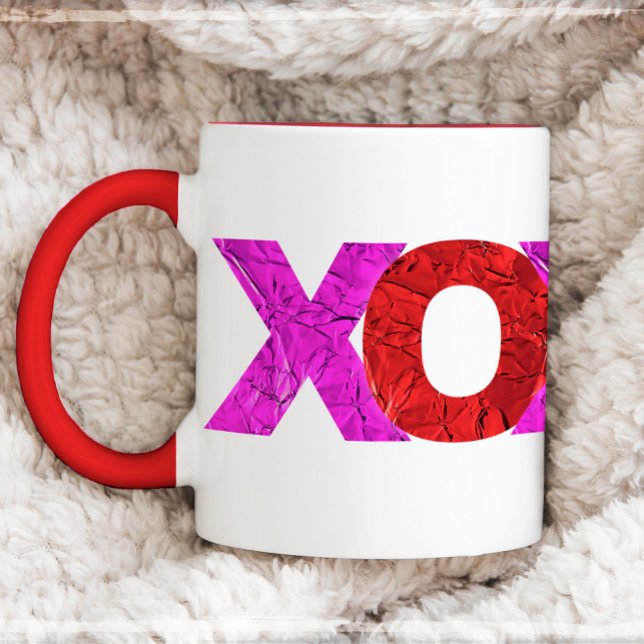 Rosa Foil XOXO Valentine's Day Modern Bold Tasse (Von Creator hochgeladen)