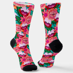Rosa Folkart Summer Bloom Blume Socken