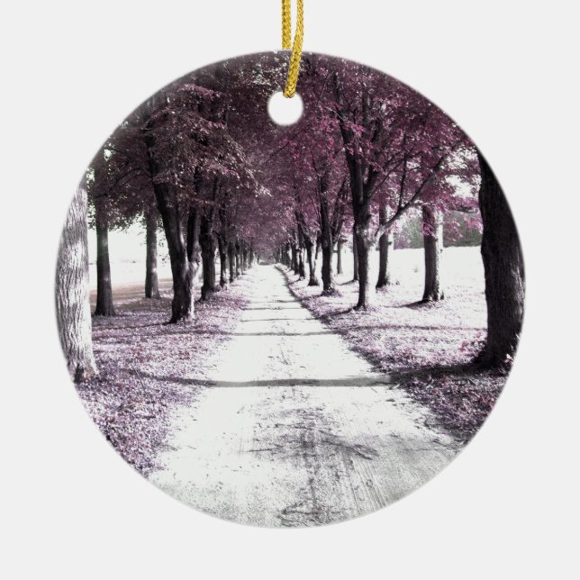 rosa Forrest Gump Straße Keramik Ornament (Vorne)