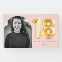 Rosa Foto 18. Geburtstag Goldballon Banner