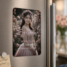 Rosa Foto 18. Geburtstag Save-the-Date-Magnet