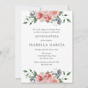Rosa Foto Bibel Verse Quinceañera Einladung