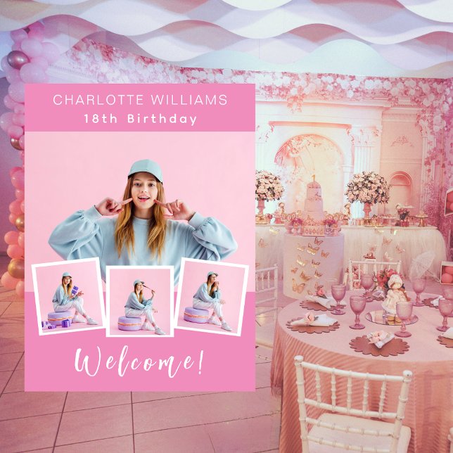 Rosa Foto Collage Geburtstagsgeschenk Poster (Von Creator hochgeladen)