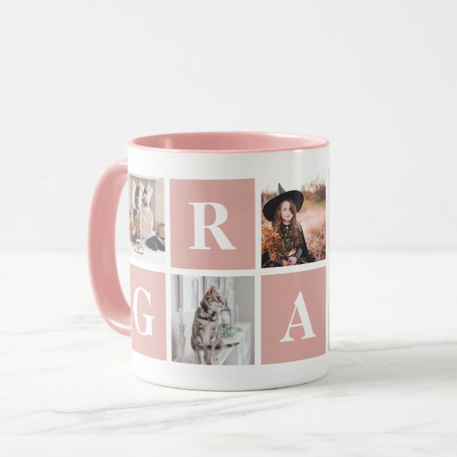 Rosa Foto Collage personalisierte Fehler für Oma Tasse (Vorderseite Links)