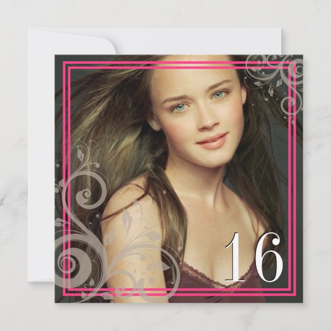 Rosa Foto - Einladung des Bonbon-16 (Vorderseite)