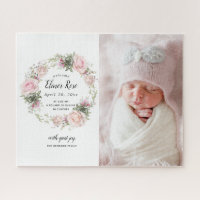 Rosa Foto Geburt Ankündigung Jigsaw Puzzle