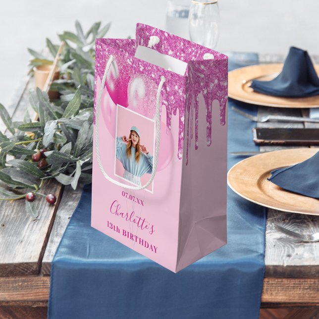 Rosa Foto Glitzer Tropfen Mädchen Kleine Geschenktüte (Von Creator hochgeladen)