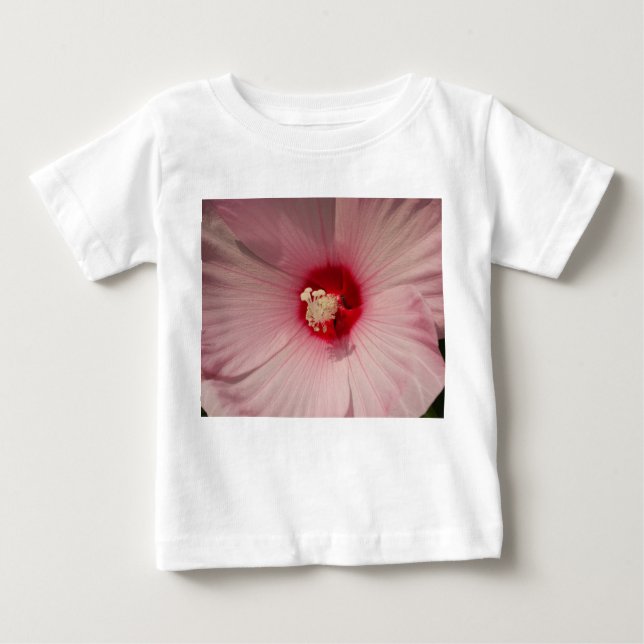 Rosa Foto Hibisken Ruffle T-Shirt (Vorderseite)