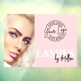 Rosa Foto Logo Wimpern Fensteraufkleber