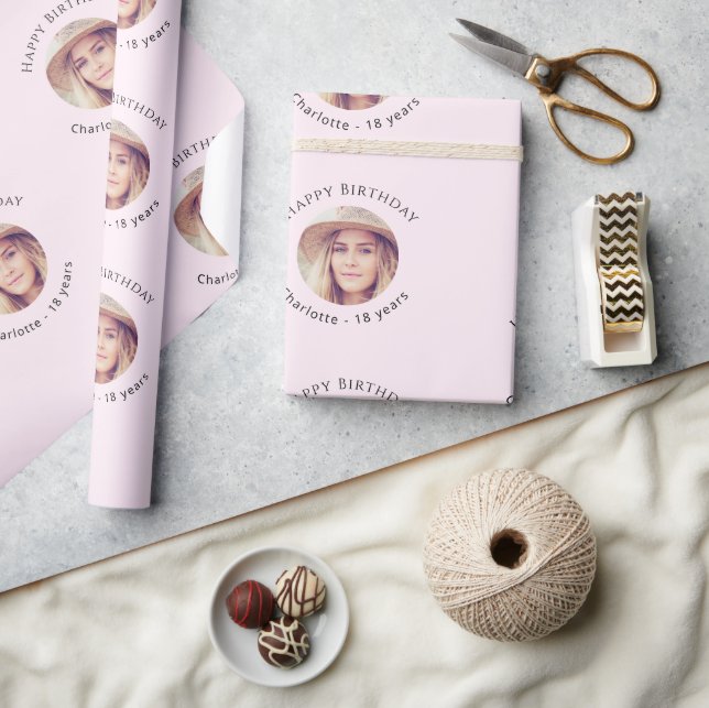 Rosa Foto Mädchen Geburtstag Geschenkpapier (Kunsthandwerk)