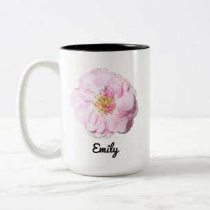 Rosa Foto mit Individuelle Name Zweifarbige Tasse