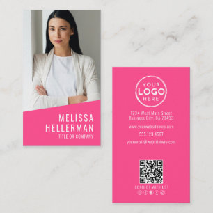 Rosa Foto QR-Code-Logo Vertikal Visitenkarte