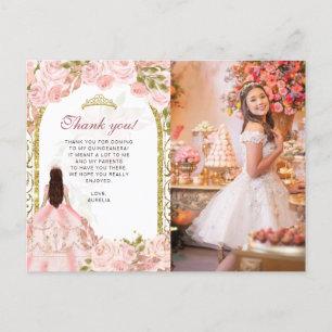 Rosa Foto Quinceañera Vielen Dank Postkarte