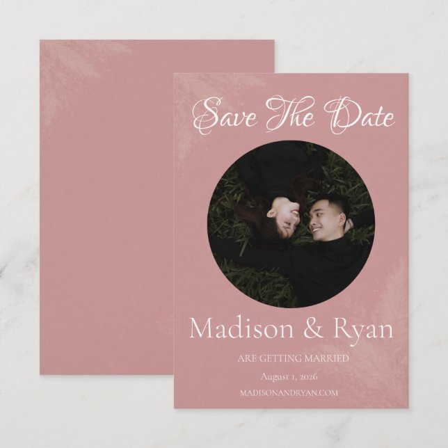 Rosa Foto Save-the-Date-Karte Save The Date (Vorne/Hinten)
