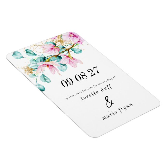 Rosa Foto Save the Date Magnet (Rechte Seite)