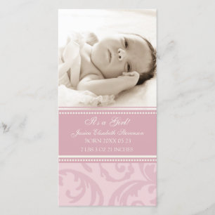 Rosa Foto-Schablonen-neue Baby-Geburts-Mitteilung Ankündigung