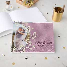 Rosa Foto und Rahmen für den Hochzeitskranz Gästebuch