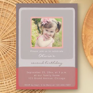 Rosa Foto zum 2. Geburtstag Einladung
