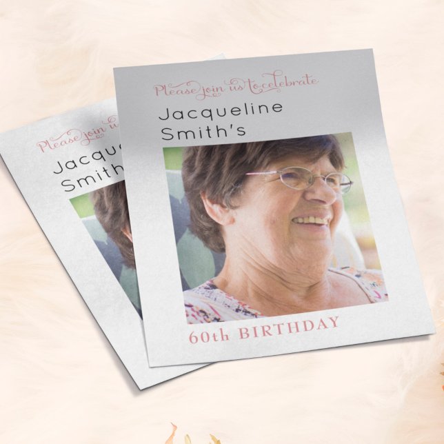 Rosa Foto zum Geburtstag Einladung Flyer (Von Creator hochgeladen)