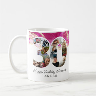 Rosa Fotocollage Nummer 30 - 30. Geburtstag Kaffeetasse