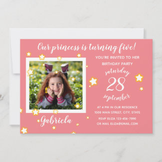 Rosa Fotovorlage - Einladung zum Geburtstag