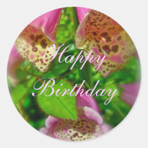 Rosa Foxhandschuhe Happy Birthday Sticker