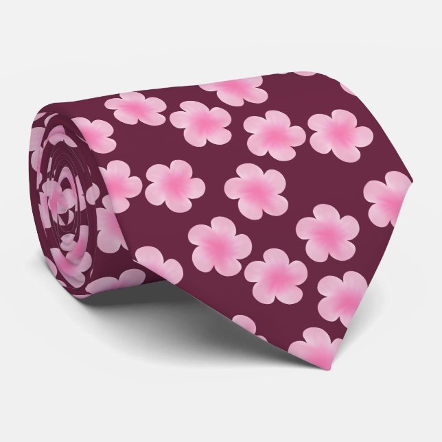 Rosa Frangipani-Blume Nahtloses Muster Krawatte (Gerollt)