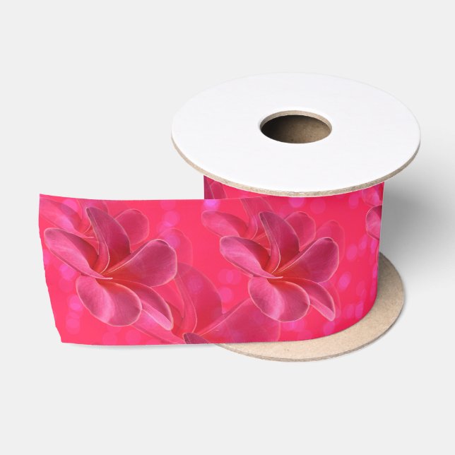 Rosa Frangipani-Blush-Muster, Satinband (Spule)
