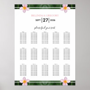 Rosa Frangipani Plumeria Hochzeitskarte Poster